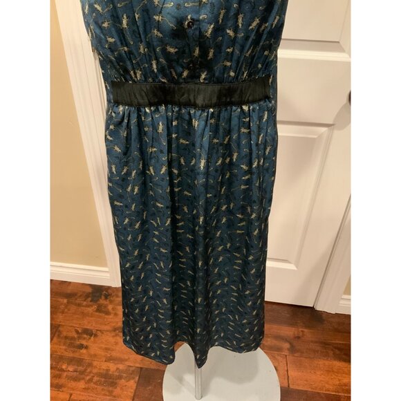 Cotelac Blue Lizard Print Short Sleeve Collared Dress Size 0 - Picture 3 of 7